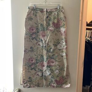 Floral Beige Midi Skirt